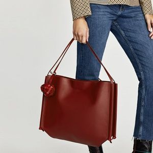 Zara BRAND NEW! NEVER USED! Red leather tote!